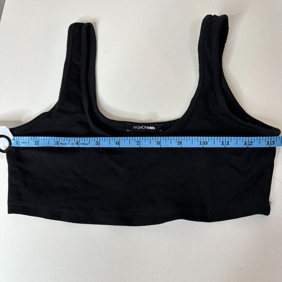 Fashion Nova Jet Black Stretch Square Neck Crop Tank Top Bralette Extra-Small XS - Picture 5 of 6